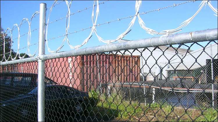 Diamond mesh fence and concertina wire coils fencing