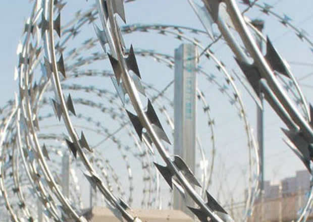 Anti climb razor barbed wire hot dipped galvanised in concertina coils for high security perimeter fencing
